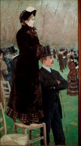 ブーローニュ河畔のレース 競馬を見る観客たち 作： Giuseppe or Joseph de Nittis