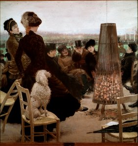 ブーローニュの丘でのレース 競馬を見る観客。ジュゼッペ・デ・ニッティス（1846-1884）作 1881年 ローマ近代美術館蔵