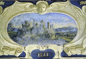 エルチ、パンノキエスキ・エルチ伯爵が所有していた邸宅のイメージを描いた一連のカルトゥーシュから（フレスコ画） 作： Giusto Utens