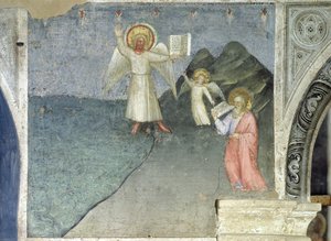 本を食べるセントジョン、1360-70 作： Giusto di Giovanni de Menabuoi
