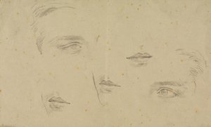 目と口の研究、スケッチブックのページ 作： Glyn Warren Philpot