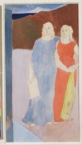 詩人の墓での二人のミューズ、1937 作： Glyn Warren Philpot