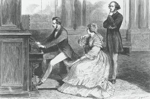 ヴィクトリア女王とフェリックス・メンデルスゾーン・バートルディ (1809-1847) の前で演奏するザクセンのアルバート王子、彫刻