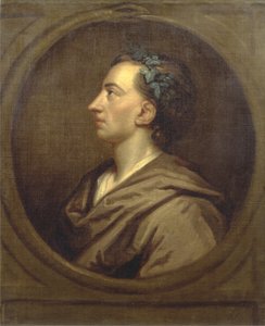 アレキサンダーポープ（1688-1744）プロフィール、アイビーで戴冠（キャンバスに油彩） 作： Godfrey (studio of) Kneller