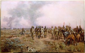 アトバラの戦いの後、1898 年 4 月 8 日（キャンバスに油彩） 作： Godfrey Douglas Giles