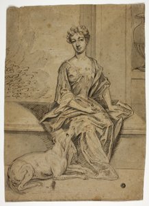 マスティフと宮廷貴婦人の肖像 作： Godfrey Kneller