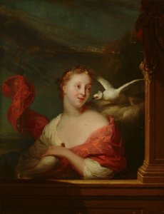 ハトを連れた若い女性（ヴィーナス？） 作： ゴッドフリード・シャルケン
