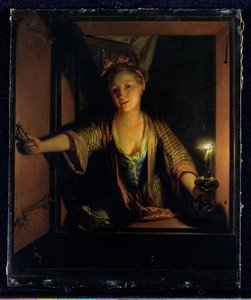 窓辺の少女（油彩・板） 作： Godfried Schalken or Schalcken