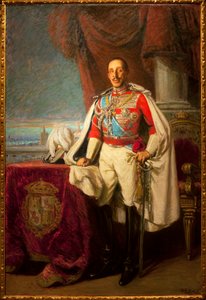 スペインのアルフォンソ 13 世 - アルフォンス 13 世の肖像 - ゴンサロ ビルバオ マルティネス (1860-1938) による絵画、キャンバスに油彩 作： Gonzalo Bilbao Martinez