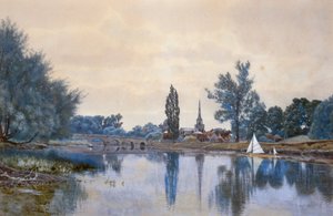 テムズ川からのウォーリングフォード（水彩画） 作： Gordon Fraser