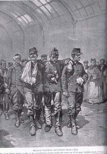 1920年頃の「ハチソンのイギリス国民の物語」からのリエージュからのベルギー人の負傷者の帰還