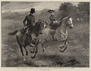ウィンザーでの幸せな日々、公園に乗る女王と王子の配偶者 作： Gordon Frederick Browne