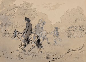 学校でのスケッチ、1895年（紙にペン、ブラシ、インク、トイレ） 作： Gordon Frederick Browne