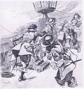1653年7月31日のフォントロンプの死、イギリスと陸海の戦い、1915年のイラスト 作： Gordon Frederick Browne