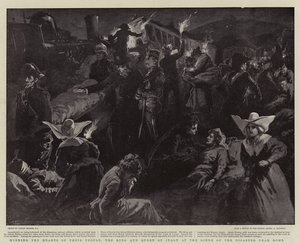 ローマ近くの災害現場で人々の心、イタリアの王と女王の勝利 作： Gordon Frederick Browne