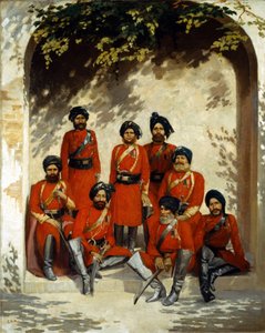 インド陸軍将校と下士官、第2騎兵連隊、パンジャブフロンティアフォース、1863年