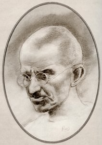 モハンダス・カラムチャンド・ガンジー、「宗教指導者の生きた伝記」より 作： Gordon Ross