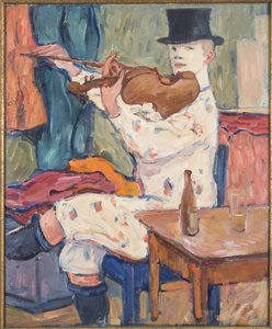 Un clown jouant du violon - ヴァイオリンを弾く道化師』ヘニグス、ゴスタ・フォン（1866-1941）作。油彩・キャンバス