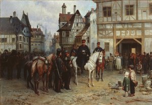 1885年、バウツェンでコサックと一緒にブリューチャー将軍 作： Gottfried Willewalde