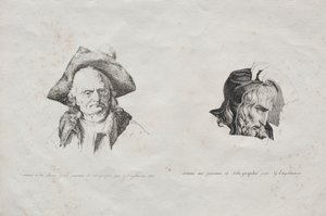 平版のエッセイのコレクション：2つの頭、1816。 作： Gottfried or Godefroy Engelmann