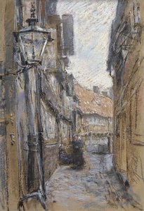 Teilfeldのストリート、1890（カードにパステル） 作： Gotthardt Johann Kuehl