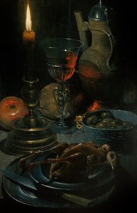 キャンドルライトでの晩餐（油彩・パネル） 作： Gotthardt von Wedig