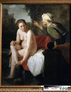 Govert Flinck (Hoon Govert Flinck) (1615-1660) Huille sur Toile による ""Bathsabi au Bain" (Bathing Bathsheba) の絵画。 ムシ ナショナルデー トゥーラ、ロシア。 作： Govaert Flinck