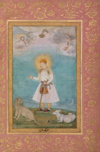 ライオンと子牛とのアクバル、1630年頃 作： Govardhan