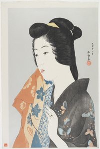 (タオルを持つ女性）1920年10月 作： Goyo Hashiguchi