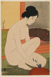 女性の入浴大正1910年10月（カラー木版）