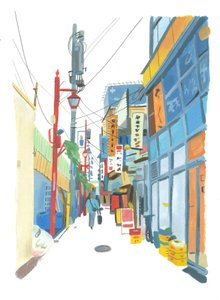2015年新宿（紙に油彩） 作： Grace Helmer