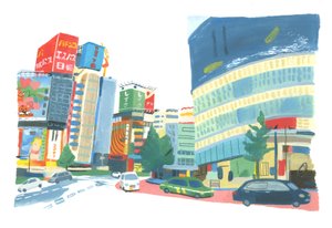 2015年新宿2号（油彩・紙）