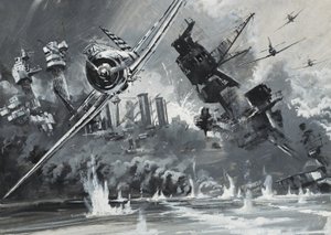 真珠湾、1941年12月7日（紙にガッシュ）