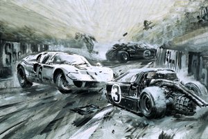 1967年のル・マン・レース（紙にグワッシュ）