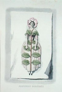 枯れたツルニチニチソウ（シャルル・ジェフロイ（1819-82）作「アニメの花」より 作： Grandville