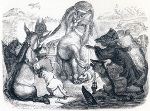 疫病にかかった動物たち - La Fontaineの寓話 作： Grandville
