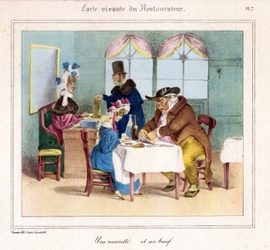 レストランの生き字引。弱虫と牛1831-32（リトグラフ 作： Grandville