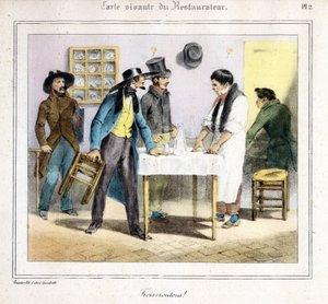 レストラン経営者の生活カード。クルトン3つ！？1831-32（リトグラフ 作： Grandville