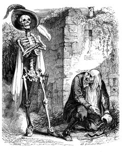 ラ・フォンテーヌの寓話「死とブシュロン」（挿絵：グランヴィル）。 作： Grandville (1803 47)