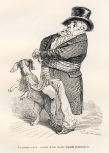 オーナーは、高い市井の品格を示している。JJ Granvilleによるイラスト入りのヴィネット。シャルル・ノディエが「Scenes de la vie privee et publique des an an an」に書いた「Un renard pris au piege」という部分にAndrew、Best、Leloirのサインが入ったエングレーヴィング。