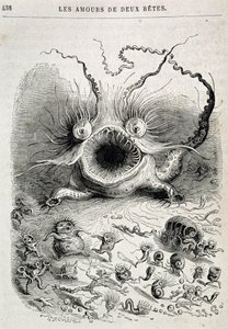 Les amours de deux beêtes（解放された怪物） - グランビル著「自ら描いた動物たち：動物の私的・公的生活」の中の、オノレ・ド・バルザックの章、ヘッツェル編。 作： Grandville