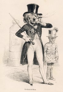 パリのライオン。JJ Granvilleによるイラスト入りのヴィネット。Honore de Balzacの "Scenes de la vie privee et publique des animaux "の中の "Voyage d