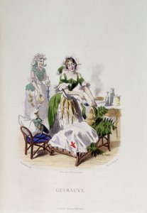 カエルを治療する薬用植物マシュマロの擬人化 - グランビルの「花のアニメーション」にて 作： Grandville