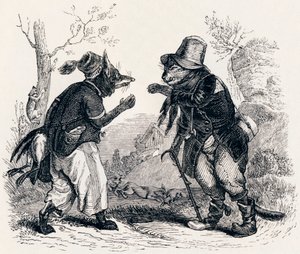 猫とキツネ（Le chat et le renard） - La Fontaineの寓話 作： Grandville