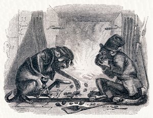 ロバと猫（Le singe et le chat） - La Fontaineの寓話 作： Grandville