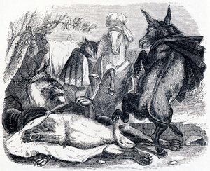 年老いたライオン（Le lion devenu vieux） - La Fontaineの寓話 作： Grandville