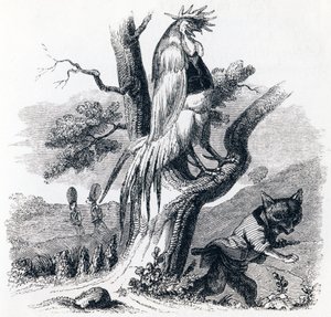 焙煎機とキツネ（Le coq et le renard） - La Fontaineの寓話 作： Grandville