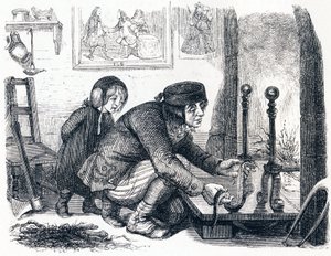 村人と蛇 - La Fontaineの寓話 作： Grandville
