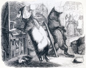 オオカミとヤギと子ヤギ（Le loup, la chevre et le chevreau） - La Fontaineの寓話 作： Grandville