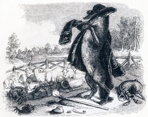 羊飼いになったオオカミ（Le loup devenu berger） - La Fontaineの寓話 作： Grandville